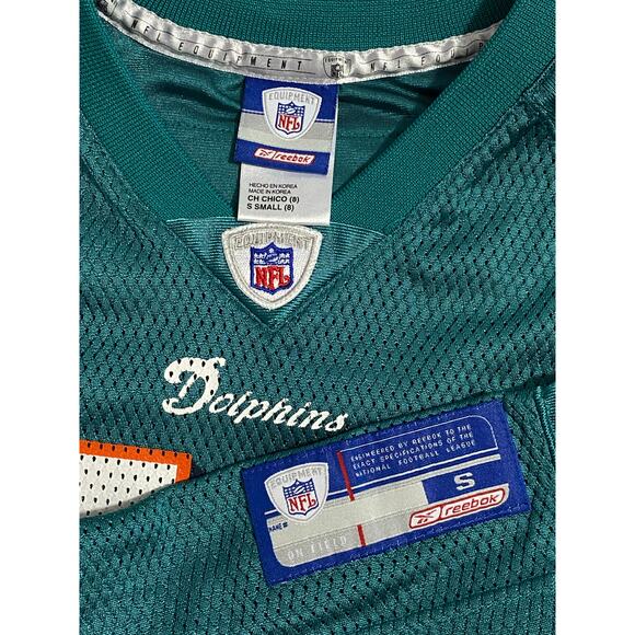 SEAU 55 Miami DOLPHINS NFL On Field Football REEBOK Jersey Youth Size S VINTAGE - Picture 5 of 9
